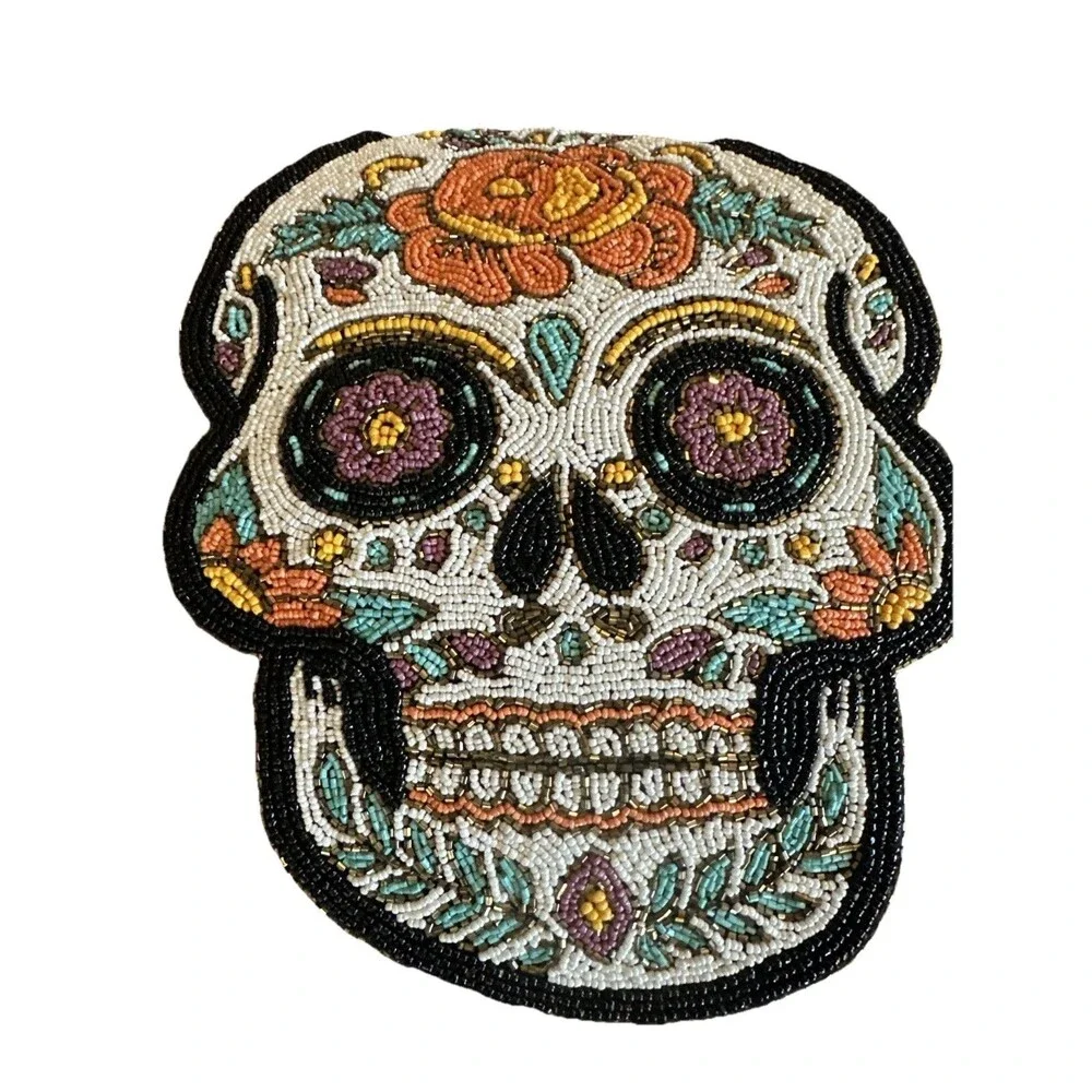 Día de los Muertos Day of the Dead Beaded Pillow NWT‎ 16